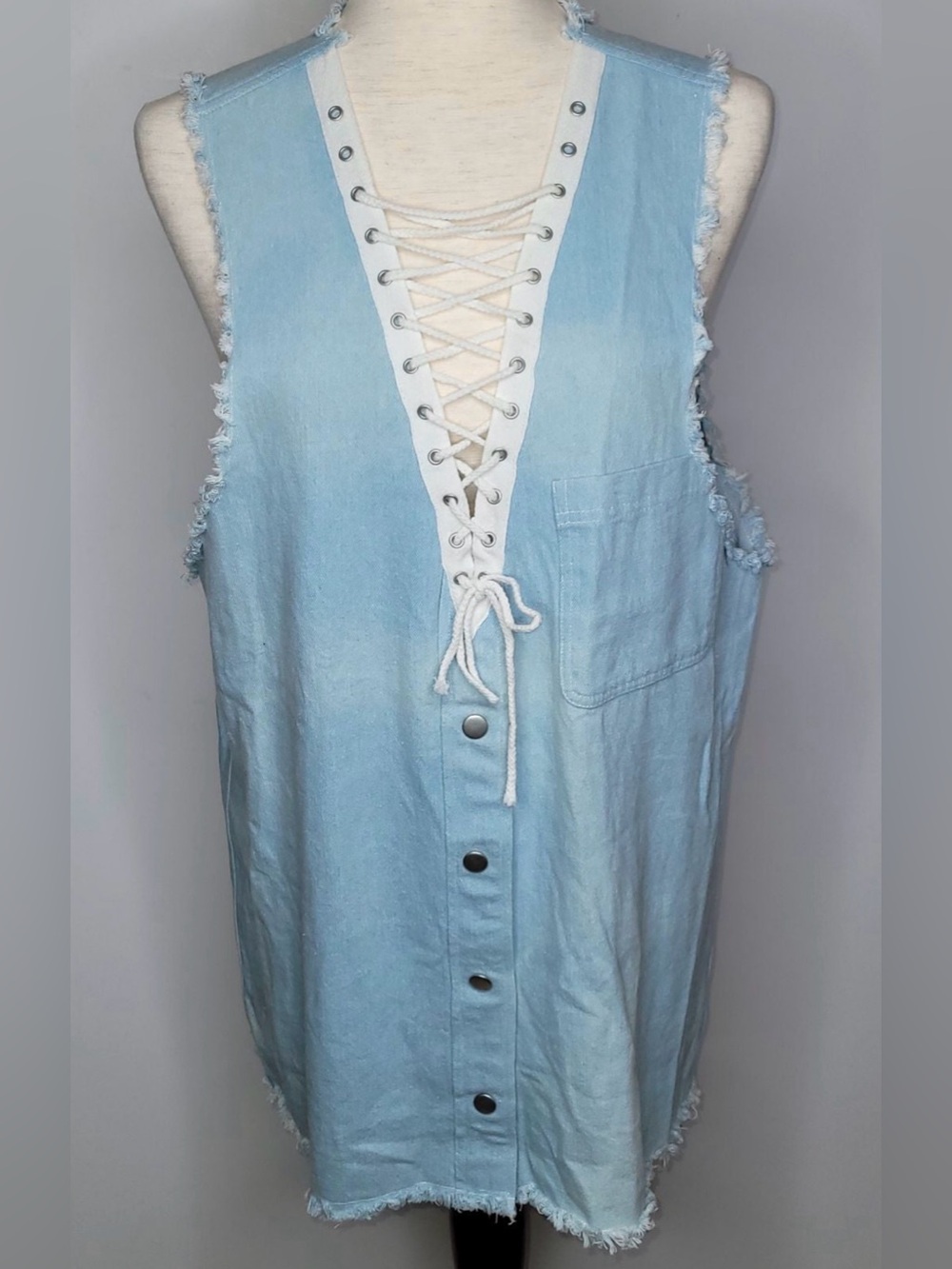 Forever 21 Light Denim Sleeveless Mini Shift Dress Small